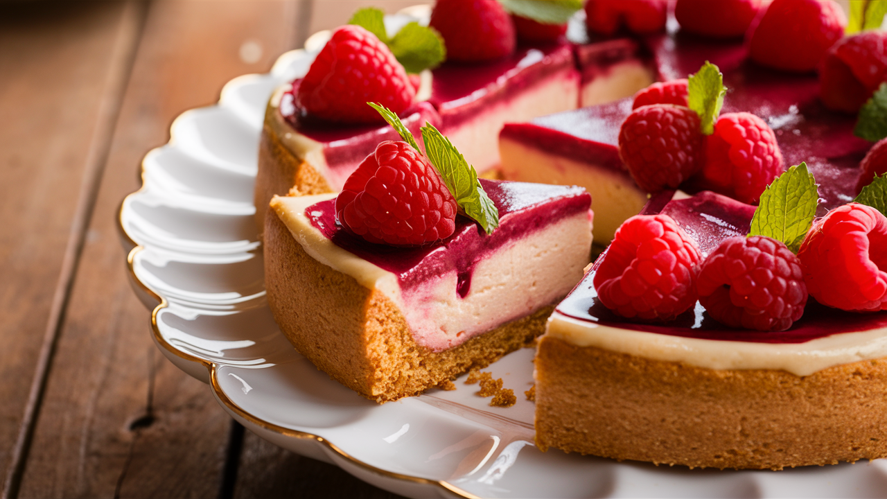 Koolhydraatarme Frambozenroomkaastaart Koolhydraatarme Frambozenroomkaastaart