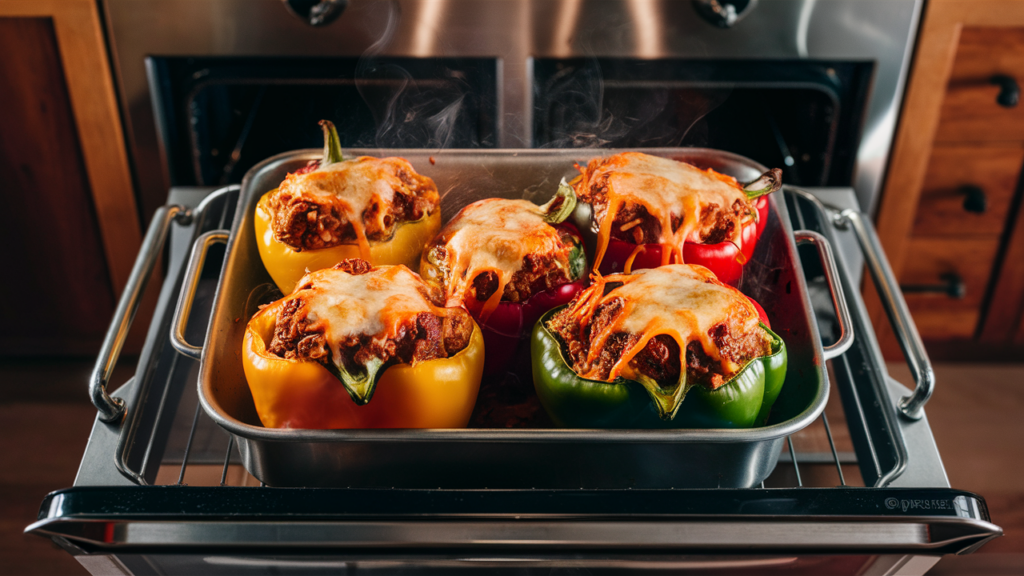 Paprika Gevuld met Roomkaas en Spinazie net uit de oven