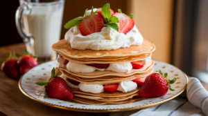 Koolhydraatarme Pannenkoekentaart met Slagroom en Aardbeien