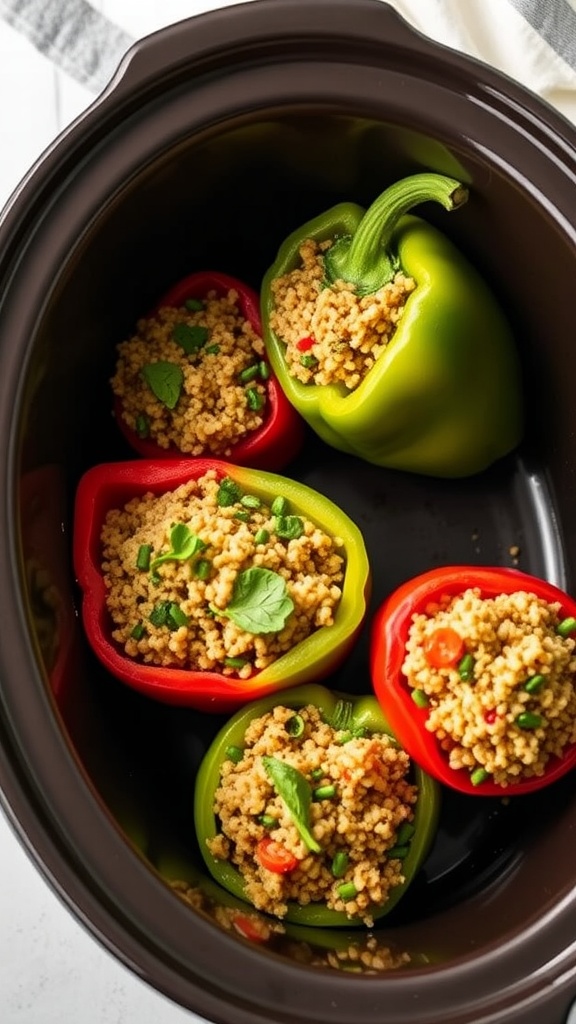 Gevulde paprika's met quinoa in een slowcooker