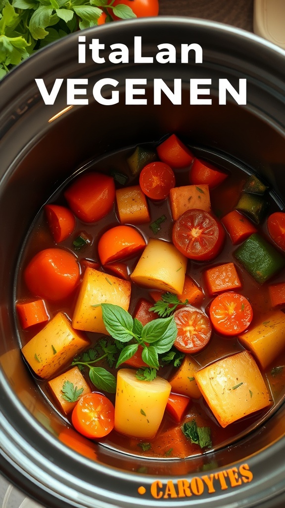 Italiaanse groentestoofpot in een slowcooker