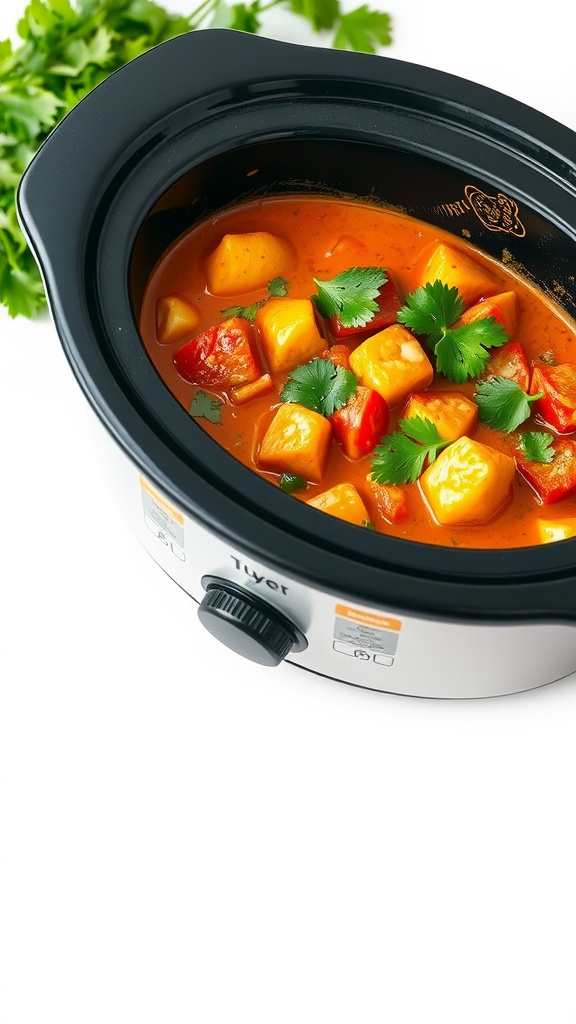 Een smakelijke groentecurry in een slowcooker