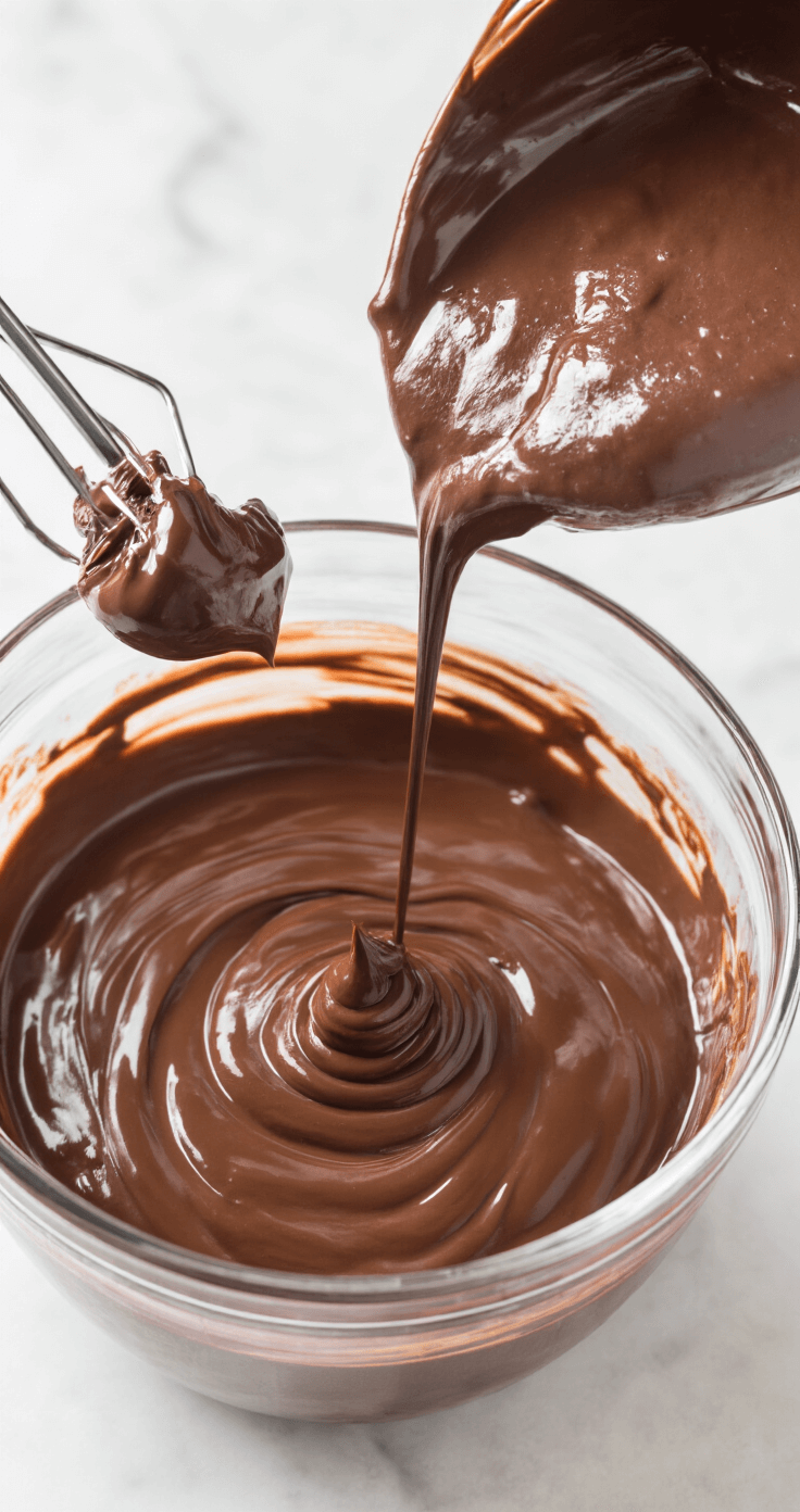 Koolhydraatarme Chocolademousse Taart: Een Heerlijk Guilt-Free Dessert Dramatisch close-up van het chocolade-moussebereidingsproces met gesmolten 85% chocolade en luchtige slagroom in een glazen kom, omringd door een elektrische mixer en perfect stijve eiwitten, met vanille-extract en zoetstofkristallen op een marmeren werkblad.