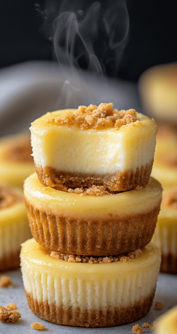 Keto Lemon Cheesecake Bites: Frisse Suikervrije Hapjes Die Je Snel Wilt Maken Close-up van een muffinblik met net gebakken keto lemon cheesecake bites, met een romige vulling en gouden amandelmeel korst, omgeven door een warme gloed en subtiele stoom.
