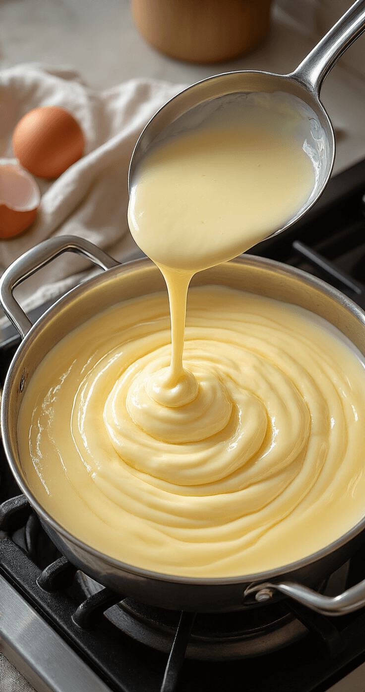 Keto Panna Cotta met Vanille en Room: Het Perfecte Suikervrije Dessert Dampende steelpan met een romig mengsel van volle slagroom en amandelmelk op een gietijzeren fornuis, omgeven door een vanillestokje, erythritol en vanille-extract, verlicht door warm avondlicht.
